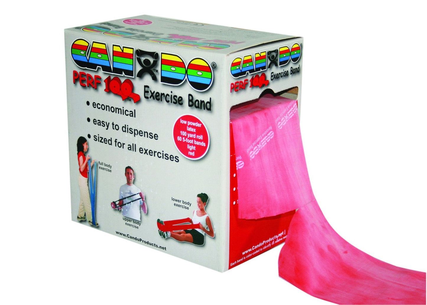 CanDo Low Powder Exercise Band - Perf 100 roll